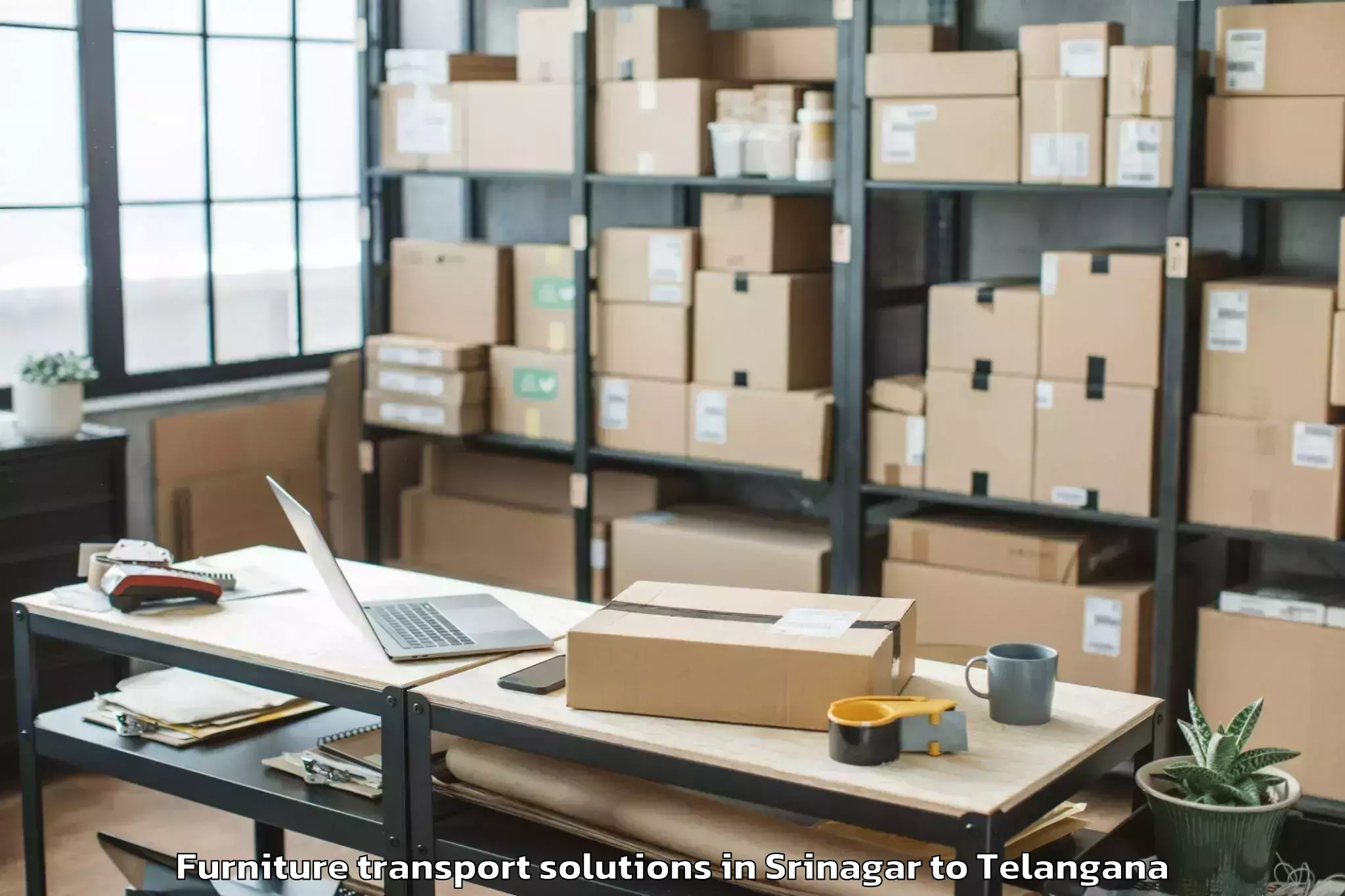 Trusted Srinagar to Thorrur Furniture Transport Solutions